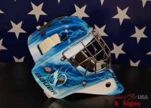 Airbrushed hockey helmet