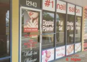number 1 nail salon storefront Window Signage